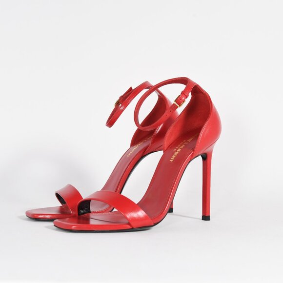 Saint Laurent Amber 85 Red Leather Sandals – Iconic and Elegant Design - Picture 4 of 15